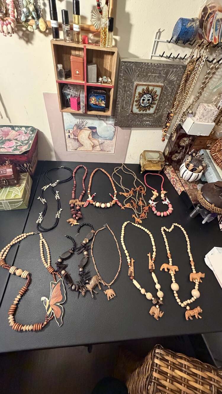 Lot of 10 Safari Animal & Tribal Beaded Statement Necklaces